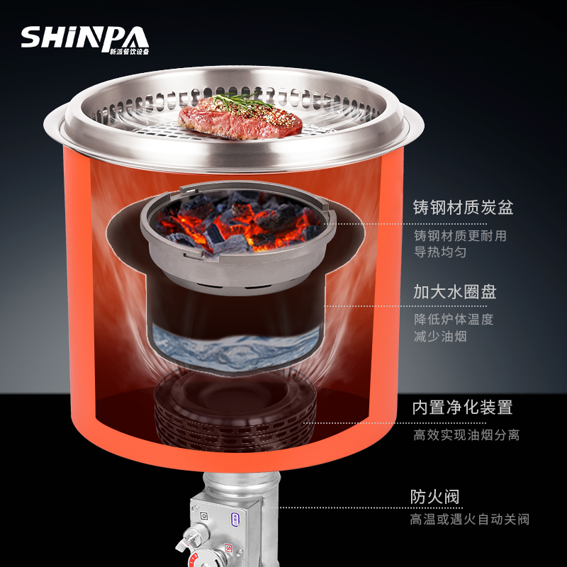 日式下排烟净化碳烤炉